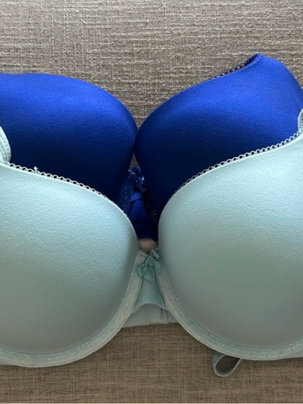 Victoria's Secret Light Blue and Royal Blue Push-Up Bras